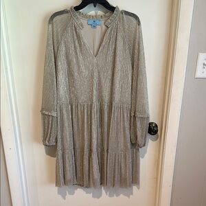 WORN ONCE Cece Long-Sleeved Metallic Dress